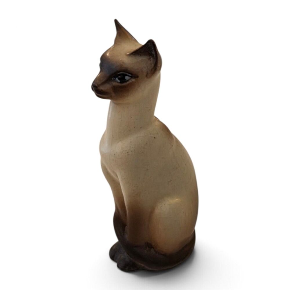 Vintage Mid Century Siamese Cat Figurine Ceramic Pottery 1950s 1960s MCM